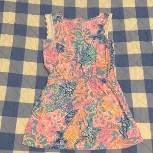 Lilly Pulitzer Girls Sleeveless Pink & Blue Floral Romper